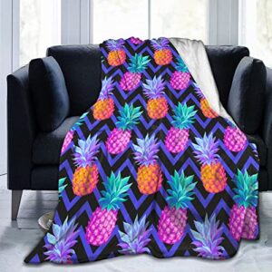 Pineapple Throw Blanket,Flannel Fleece Blankets for Boys Girls Women Men,Super Soft Cozy Warm Luxury Lightweight Bed Blanket for Sofa Couch Camping Travel All Season Use 50×60 Inches