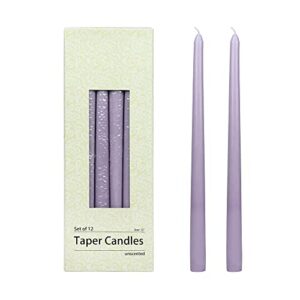 zest candle piece, 12-inch, lavender taper candles, 12″, 12 count