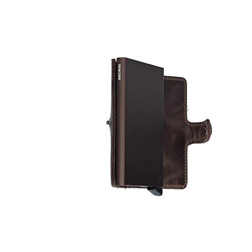 Secrid Mini Wallet, Vintage Chocolate, Genuine Leather with RFID Protection, Holds up to 12 Cards