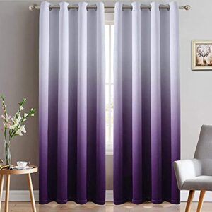 yakamok light blocking gradient color curtains purple ombre blackout curtains room darkening thermal insulated grommet window drapes for living room/bedroom (purple, 2 panels, 52×84 inch)