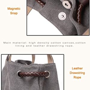 Women Printing Canvas Shoulder Bag Casual Hand Bags Purse Retro Tote Bags (Gray)