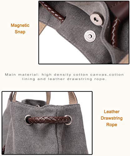 Women Printing Canvas Shoulder Bag Casual Hand Bags Purse Retro Tote Bags (Gray)