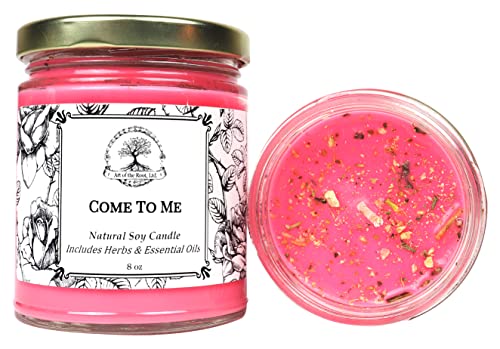 Come to Me 9 oz Soy Herbal Spell Candle | Love, Commitment, Seduction Rituals | Magick, Wiccan, Pagan, Hoodoo