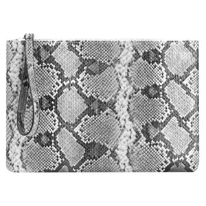 envelope clutch purse for women handbags snakeskin pattern evening clutch bag for daily use wedding cocktail party travel (light grey)