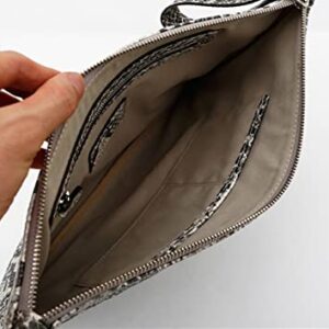 Envelope Clutch Purse for Women Handbags Snakeskin Pattern Evening Clutch Bag for Daily Use Wedding Cocktail Party Travel (Light grey)