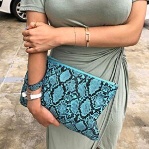 Envelope Clutch Purse for Women Handbags Snakeskin Pattern Evening Clutch Bag for Daily Use Wedding Cocktail Party Travel (Light grey)