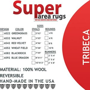 Super Area Rugs Tribeca Soft & Reversible Wool Braided Rug, Made in USA, Wheat Field, 2' X 3'
