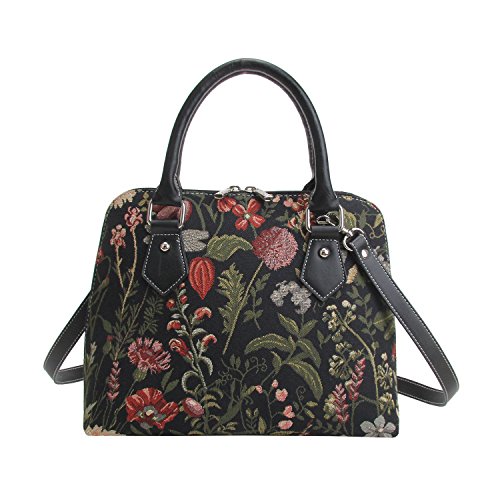 Signare Tapestry Hand & Shoulder Bag for Women |Fashionable Cross Body bag Purses for Woman |Satchel Bag for Women Girls Teen Floral Design|CONV-MGDBK