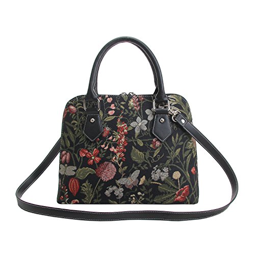 Signare Tapestry Hand & Shoulder Bag for Women |Fashionable Cross Body bag Purses for Woman |Satchel Bag for Women Girls Teen Floral Design|CONV-MGDBK