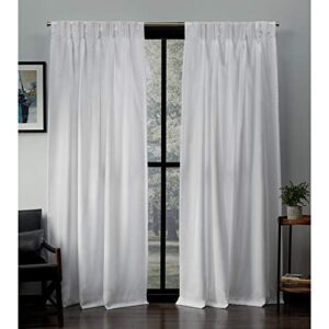exclusive home loha light filtering pinch pleat curtain panel pair, 84″ length, winter white