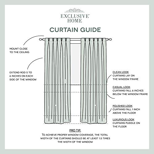 Exclusive Home Loha Light Filtering Pinch Pleat Curtain Panel Pair, 84" Length, Winter White