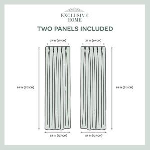 Exclusive Home Loha Light Filtering Pinch Pleat Curtain Panel Pair, 84" Length, Winter White