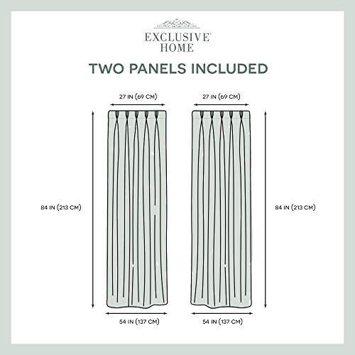 Exclusive Home Loha Light Filtering Pinch Pleat Curtain Panel Pair, 84" Length, Winter White