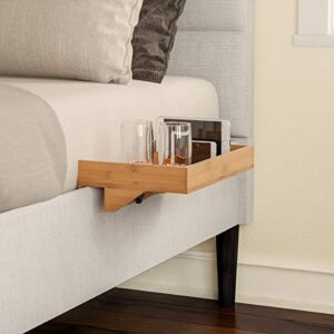 Lavish Home Bedside Shelf –Bamboo Modern Clamp-on Floating Nightstand and Bedroom Accessories Tray for Home, Dorm, RV or Apartment, 13.8” L x 9” W x 3.75” H, Natural Finish