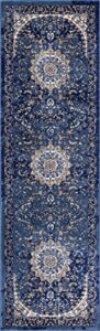 well woven mahal luxbury traditional area rug, 2’3″ x 7’3″ runner, blue