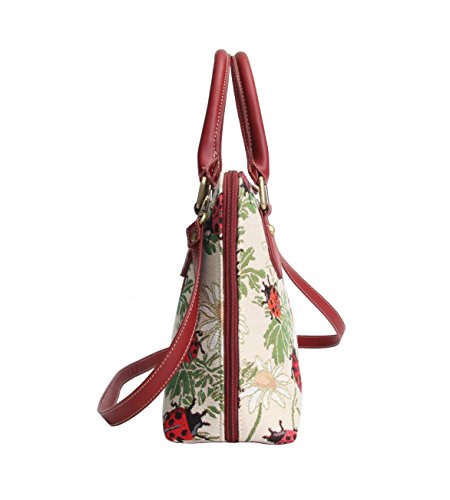 Signare Tapestry Hand & Shoulder Bag for Women |Fashionable Cross Body bag Purses for Woman |Satchel Bag for Women Girls Teen with Ladybug and Flower|CONV-LDBD