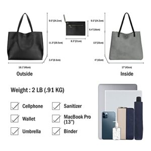 Scarleton Leather Tote Bag for Women, Womens Purses and Handbags, Reversible Tote Bags for Women, Purses for Women, H18420103, Black/Grey