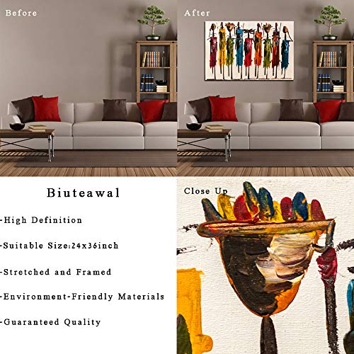 Biuteawal African American Wall Art Indian Woman Decor Photo Paintings Abstract Decorative Artwork for Home Bedroom Bathroom Framed Ready to Hang