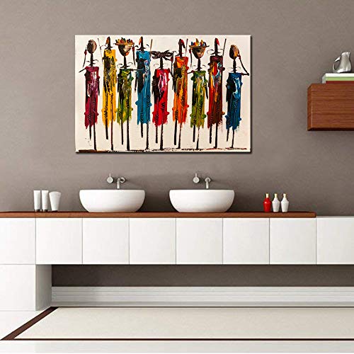 Biuteawal African American Wall Art Indian Woman Decor Photo Paintings Abstract Decorative Artwork for Home Bedroom Bathroom Framed Ready to Hang