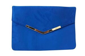 chicastic suede envelope clutch purse – royal blue