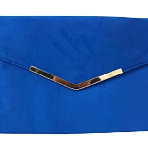 Chicastic Suede Envelope Clutch Purse - Royal Blue