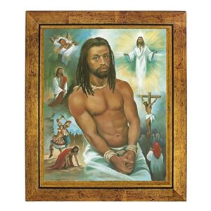 title: his voyage: the life of black jesus by vincent barzoni (10×8 inches, gold frame)