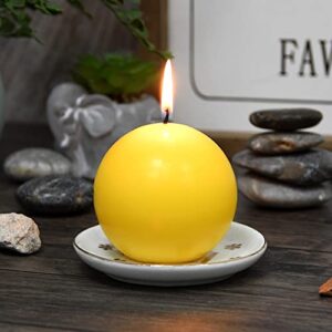 Zest Candle 6-Piece Ball Candles, 3-Inch, Yellow