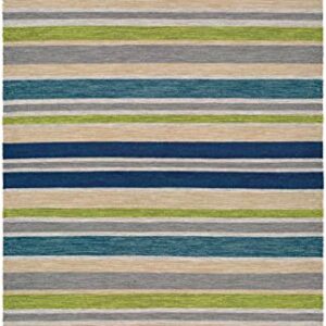 Couristan Cottages Alki Reversible Indoor/Outdoor Area Rug, 8' x 10', Ocean Shades Blue-Green