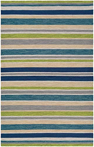 Couristan Cottages Alki Reversible Indoor/Outdoor Area Rug, 8' x 10', Ocean Shades Blue-Green