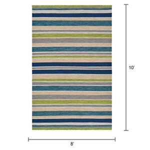 Couristan Cottages Alki Reversible Indoor/Outdoor Area Rug, 8' x 10', Ocean Shades Blue-Green