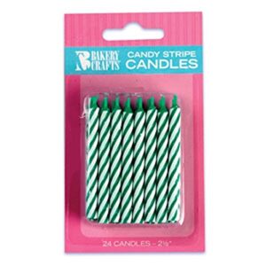oasis supply candy stripe birthday candles, 2.5-inch, green