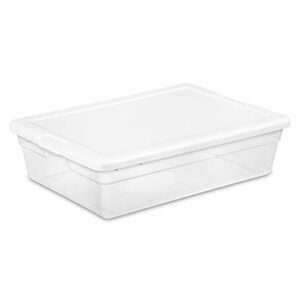 sterilite 28 quart multipurpose plastic closet or under bed storage container totes for home or office organization, clear (30 pack)