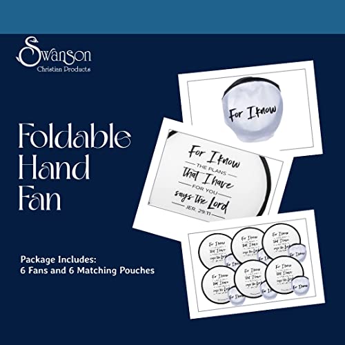 Swanson Christian Products - Parlor and Church Foldable Hand Fan - Modern Style - For I Know - (Package of 6)