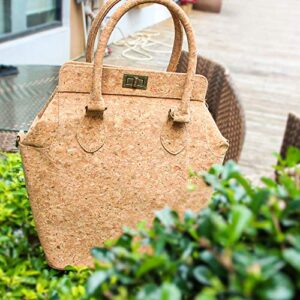 boshiho Natural Cork Handbag for Women, Top Handle Handbag Tote Crossbody Vegan Bag Satchel