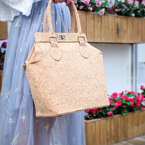 boshiho Natural Cork Handbag for Women, Top Handle Handbag Tote Crossbody Vegan Bag Satchel