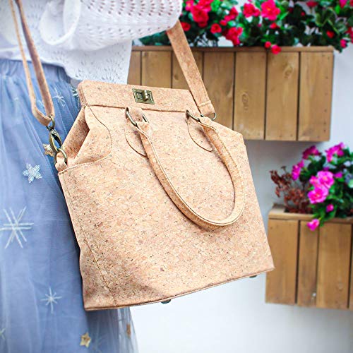 boshiho Natural Cork Handbag for Women, Top Handle Handbag Tote Crossbody Vegan Bag Satchel