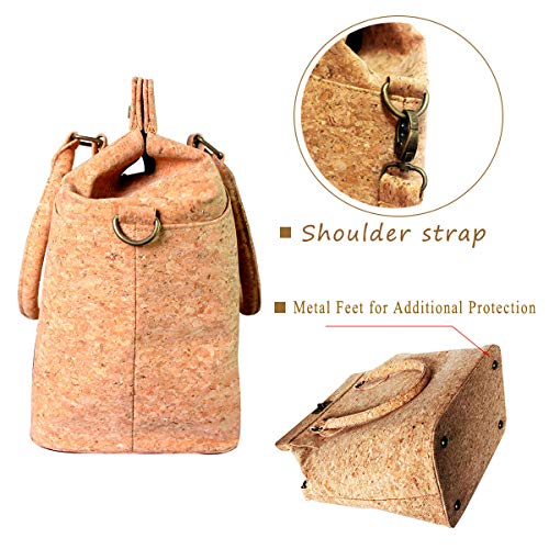 boshiho Natural Cork Handbag for Women, Top Handle Handbag Tote Crossbody Vegan Bag Satchel