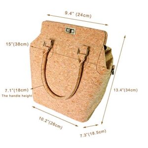 boshiho Natural Cork Handbag for Women, Top Handle Handbag Tote Crossbody Vegan Bag Satchel