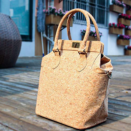 boshiho Natural Cork Handbag for Women, Top Handle Handbag Tote Crossbody Vegan Bag Satchel