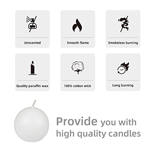 Zest Candle CBZ-014 6-Piece Ball Candles, 3-Inch, Whit, 3 in, White, 6 Count