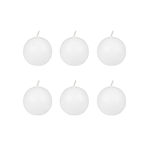 Zest Candle CBZ-014 6-Piece Ball Candles, 3-Inch, Whit, 3 in, White, 6 Count