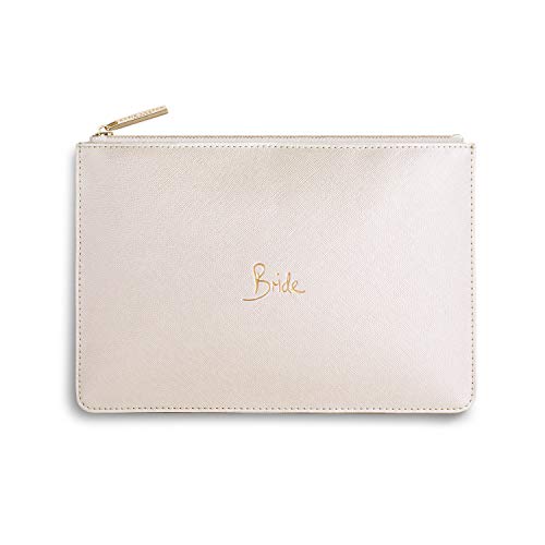 KATIE LOXTON Bride Medium Vegan Leather Clutch Bridal Perfect Pouch Metallic White