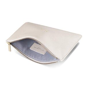 KATIE LOXTON Bride Medium Vegan Leather Clutch Bridal Perfect Pouch Metallic White