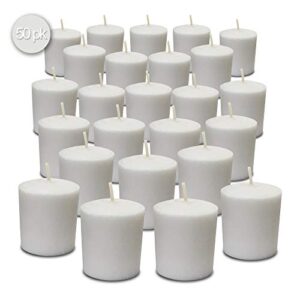 hyoola votive candles – 24 hour burn time – unscented candles votives bulk – pack of 50 white candles – european made