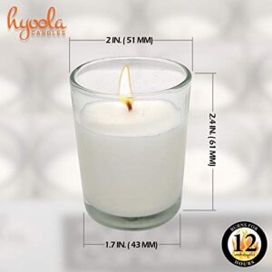 Hyoola White Votive Candles in Glass - Pack of 24 Votive Candle - 12 Hour Burn Time - Unscented Votive Candles - Glass Votives