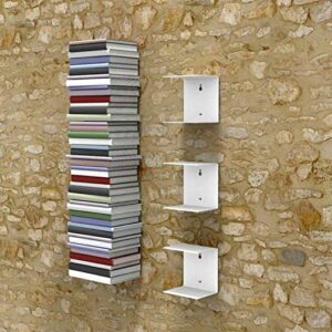 CraftVatika Metal Book Shelf Shelves Invisible Wall Mount Bookshelves for Office Study Room(Set of 3, White)