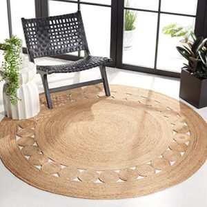 safavieh natural fiber round collection 7′ round natural nfb306a handmade boho country charm jute area rug