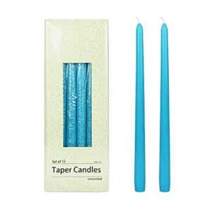 zest candle 12-piece taper candles, 12-inch, turquoise