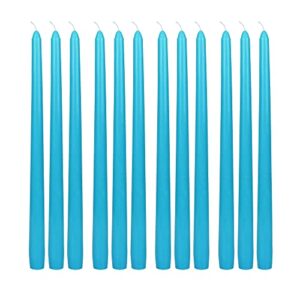 Zest Candle 12-Piece Taper Candles, 12-Inch, Turquoise