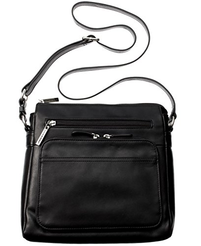 Giani Bernini Nappa Leather Front Zip Cross-body - One Size | Black/Silver